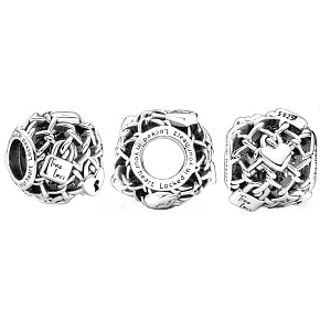 Charm Sterling silver bead 925 Perforated mesh with padlocks, bead for bracelet Love