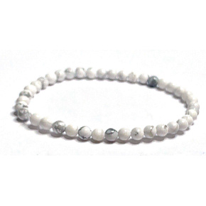 Magnesite / Howlite bracelet elastic natural stone, ball 4 mm / 19 cm, cleansing stone Magnesite / Howlite bracelet elastic natural stone, ball 4 mm / 19 cm, cleansing stone