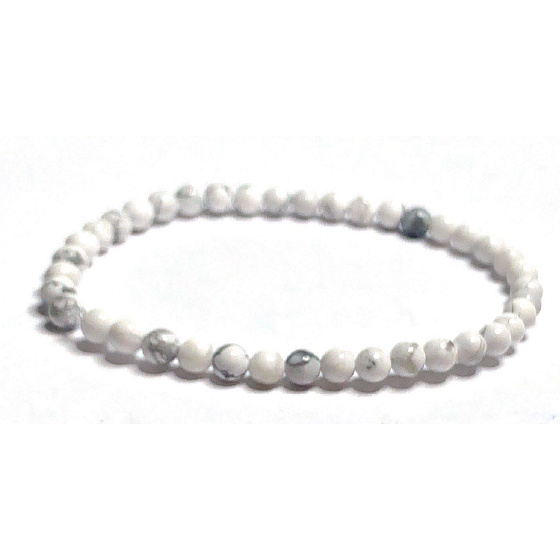 Magnesite / Howlite bracelet elastic natural stone, ball 4 mm / 19 cm, cleansing stone