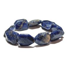 Sodalite bracelet elastic polished faceted natural stone approx. 2 cm / 16 - 17 cm, stone of communication