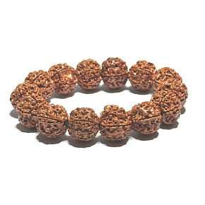 Rudraksha bracelet elastic natural stone, bead 18 mm / 19 cm
