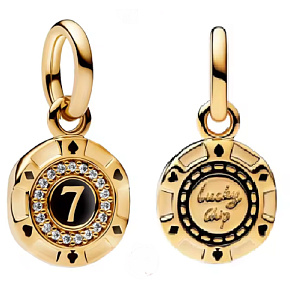 Charm USA, Las Vegas - 7 herní žeton, pozlacený, přívěsek na náramek cestování