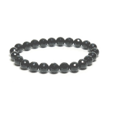 Onyx facet bracelet elastic natural stone, ball 8 mm / 16-17 cm, life force stone