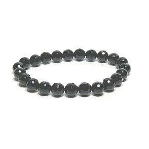 Onyx facet bracelet elastic natural stone, ball 8 mm / 16-17 cm, life force stone