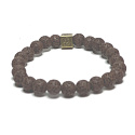 Lava brown with royal mantra Om, bracelet elastic natural stone, ball 8 mm / 16-17 cm, born of the four elements