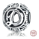 Sterling silver 925 Magic alphabet letter D with flowers bead on bracelet