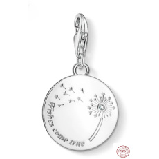 Charm Sterling silver 925 Dandelion - Wishes come true, lobster clasp bracelet pendant nature