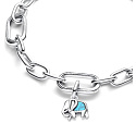 Charm Mini medailon - Slon v tyrkysové barvě, přívěsek na náramek zvíře
