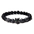 Lava black + Wolf's head bracelet elastic natural stone, ball 8 mm / 19 cm, born of the four elements