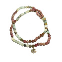 108 Mala Amazonite + Rhodonite + Lotus necklace meditation jewelry, natural stone, ball 6 mm