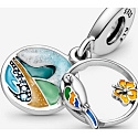 Sterling silver 925 I Love Brazil - Brazilian Beach, 2in1 travel bracelet pendant