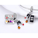 Charm Sterling silver 925 Chic style - lipstick, painting, brush 3in1, bracelet pendant interests