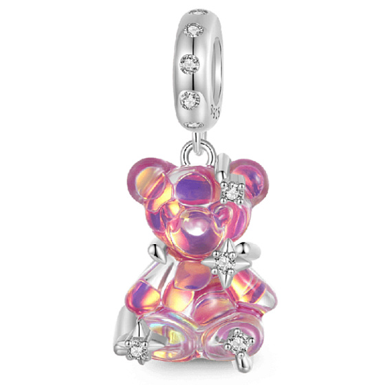 Charm Sterling Silver 925 Rainbow Bear Fantastic Dream, Animal Bracelet Pendant
