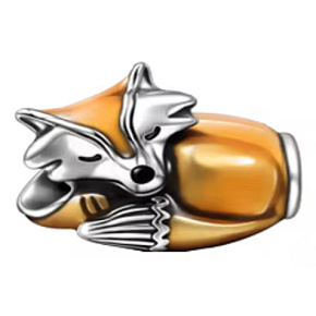 Charm Sterling Silver 925 Fox, Bead for Bracelet, Animal