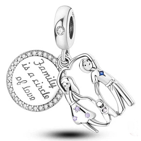 Charm Sterling Silver 925 Family is a Circle of Love, Family Bracelet Pendant