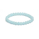 Jade Luminois Light Phosphorescent, blue glow in the dark, bracelet elastic natural stone, bead 6 mm / 16 - 17 cm