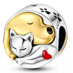 Sterling silver 925 Dog and cat, pet bead bracelet