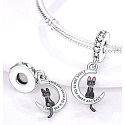 Sterling silver 925 Cat Moon I love you, pet bracelet pendant