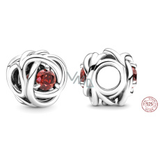 Charm Sterling silver 925 Infinity circle of eternity July red, bead for bracelet
