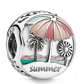 Charm Sterling silver 925 Summer on the beach - Summer, bead for travel bracelet