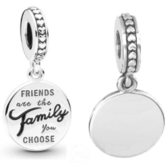 Charm Sterling silver 925 Friends are the family you choose, friendship bracelet pendant