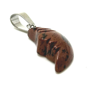Jasper red moon pendant natural stone, hand cut figurine 2,2 x 10 mm, full care stone