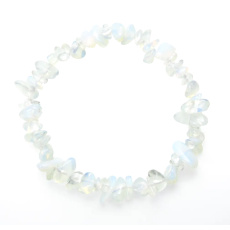 Opalite white bracelet elastic chopped, synthetic stone 19 cm, wishing and hope stone
