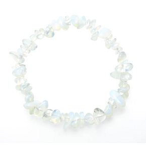 Opalite white bracelet elastic chopped, synthetic stone 19 cm, wishing and hope stone