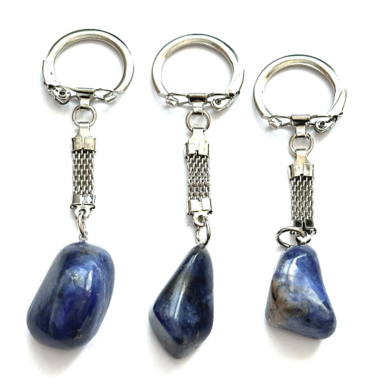 Sodalite Troml pendant keychain natural stone, approx. 10 cm