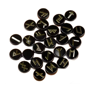 Black Agate Circular Rune Alphabet Natural Stone, 16 - 19 mm 25 pieces Black Agate Circular Rune Alphabet Natural Stone, 16 - 19 mm 25 pieces