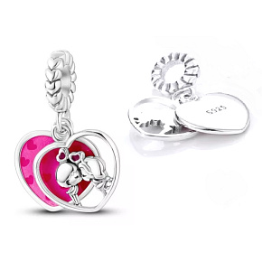 Sterling silver 925 Couple in love, 2in1 heart pendant on love bracelet