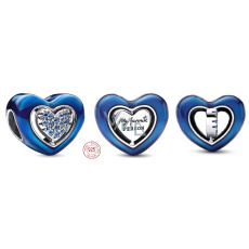 Charm Sterling silver 925 Revolving blue heart bead bracelet love Charm Sterling silver 925 Revolving blue heart bead bracelet love