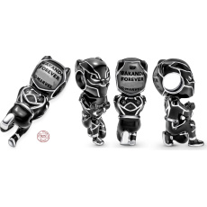 Charm Sterling silver 925 Marvel The Avengers, Black Panther, bead on bracelet movie