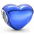 Charm Sterling silver 925 Metallic blue heart, bead for bracelet, love
