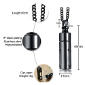 Commemorative urn pendant, Hollow tube, waterproof, stainless steel, black 13 mm x 49 mm + 60 cm chain