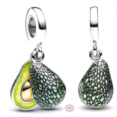 Charm Sterling Silver 925 Avocado 2-in-1, Bracelet Pendant Food