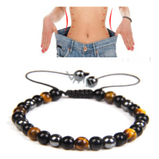 Hematite / Tiger Eye / Obsidian weight loss bracelet natural stone, hand knitted, adjustable size, ball 6 mm Hematite / Tiger Eye / Obsidian weight loss bracelet natural stone, hand knitted, adjustable size, ball 6 mm