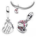 Sterling Silver 925 All You Need Is Love and Chocolate - Magic Chocolate Heart, Candy Pendant Pendant Bracelet Birthday