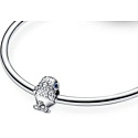 Sterling silver 925 Bird with blue cubic zirconia, bead on bracelet animal