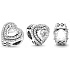 Charm Sterling silver 925 Shining hearts, bead on bracelet, love