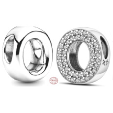 Sterling silver 925 Alphabet letter O, bracelet bead