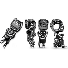 Charm Sterling silver 925 Marvel The Avengers, Black Panther, bead on bracelet movie