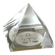 Crystal Glass Pyramid Clear, Zodiac Sign Libra Crystal Glass Pyramid Clear, Zodiac Sign Libra