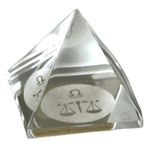 Crystal Glass Pyramid Clear, Zodiac Sign Libra