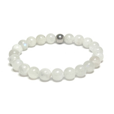 Moonstone blue bracelet elastic natural stone, ball 8 mm / 16-17 cm, stone of destiny