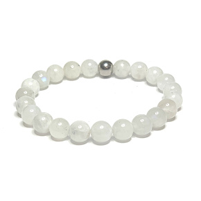 Moonstone blue bracelet elastic natural stone, ball 8 mm / 16-17 cm, stone of destiny