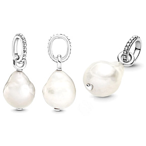 Charm Sterling silver 925 Pearl Baroque river pendant for bracelet, symbol