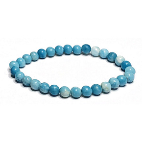 Larimar bracelet elastic natural stone, ball 6 mm / 16 - 17 cm, stone of mythical Atlantis