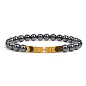 Magnetic slimming bracelet gold color elastic natural stone, ball 6 mm / 16 - 17 cm