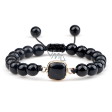 Obsidian + Geometric pendant, hand knitted, adjustable size, 8 mm ball, rescue stone Obsidian + Geometric pendant, hand knitted, adjustable size, 8 mm ball, rescue stone